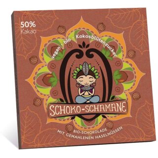 25% Rabatt: 50g Schoko-Schamane Haselnuss, 50% Kakao